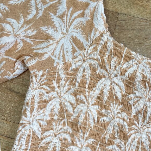 Rip Curl Outfit Set Size XL NEW Crop Top Mini Skirt Smocked Stretch Palm Tree - Picture 4 of 10